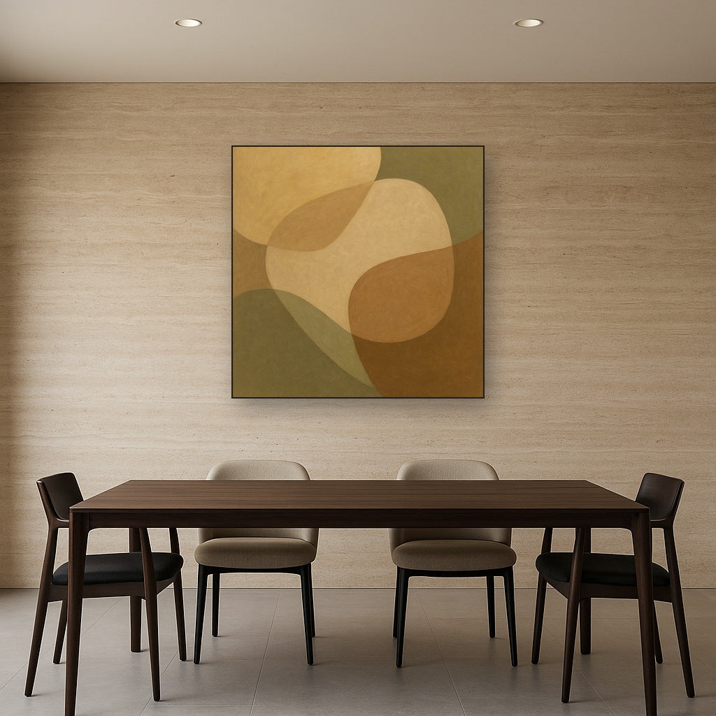 Organic Curved Shapes in Neutral Earth Pigments No. 12 Fine Art Oil Painting - View 4