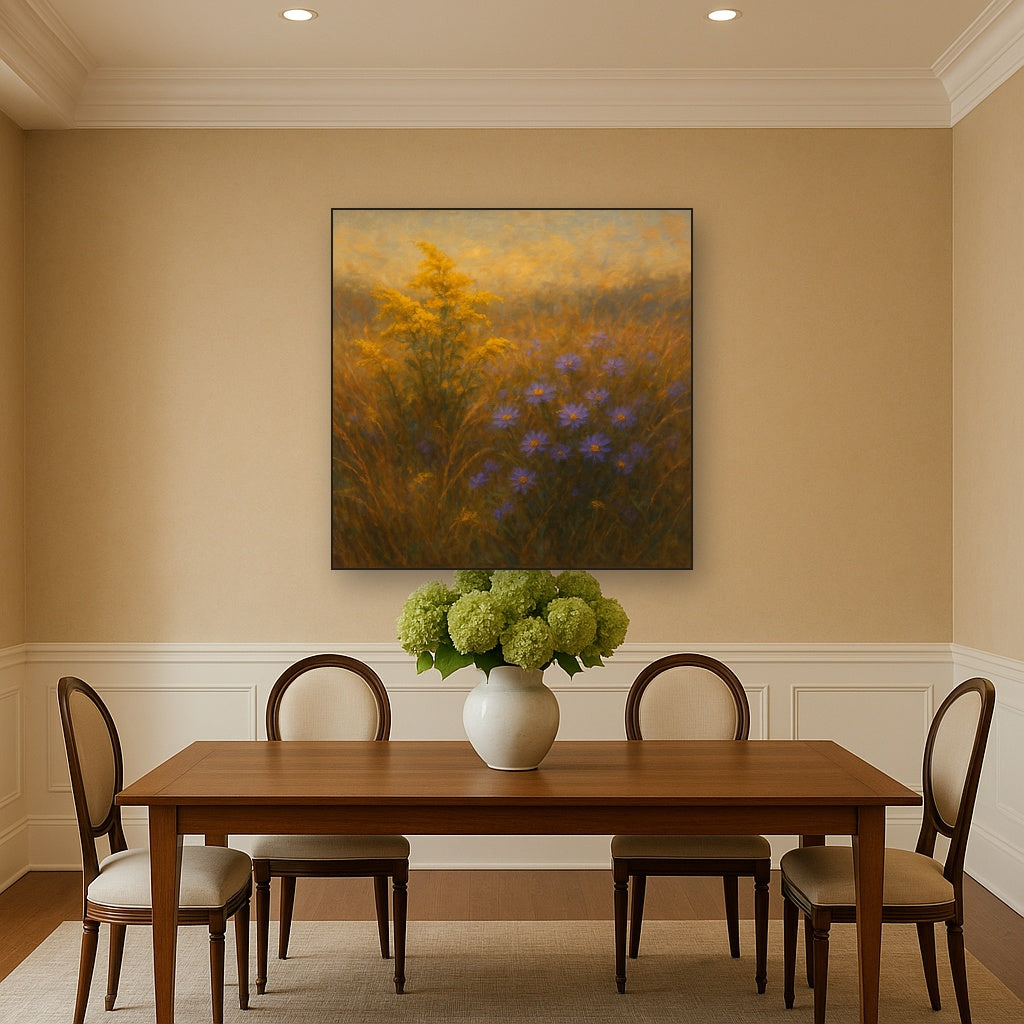 Goldenrod & Autumn Asters in Rustic Meadow No. 11 Fine Art Oil Painting - View 4