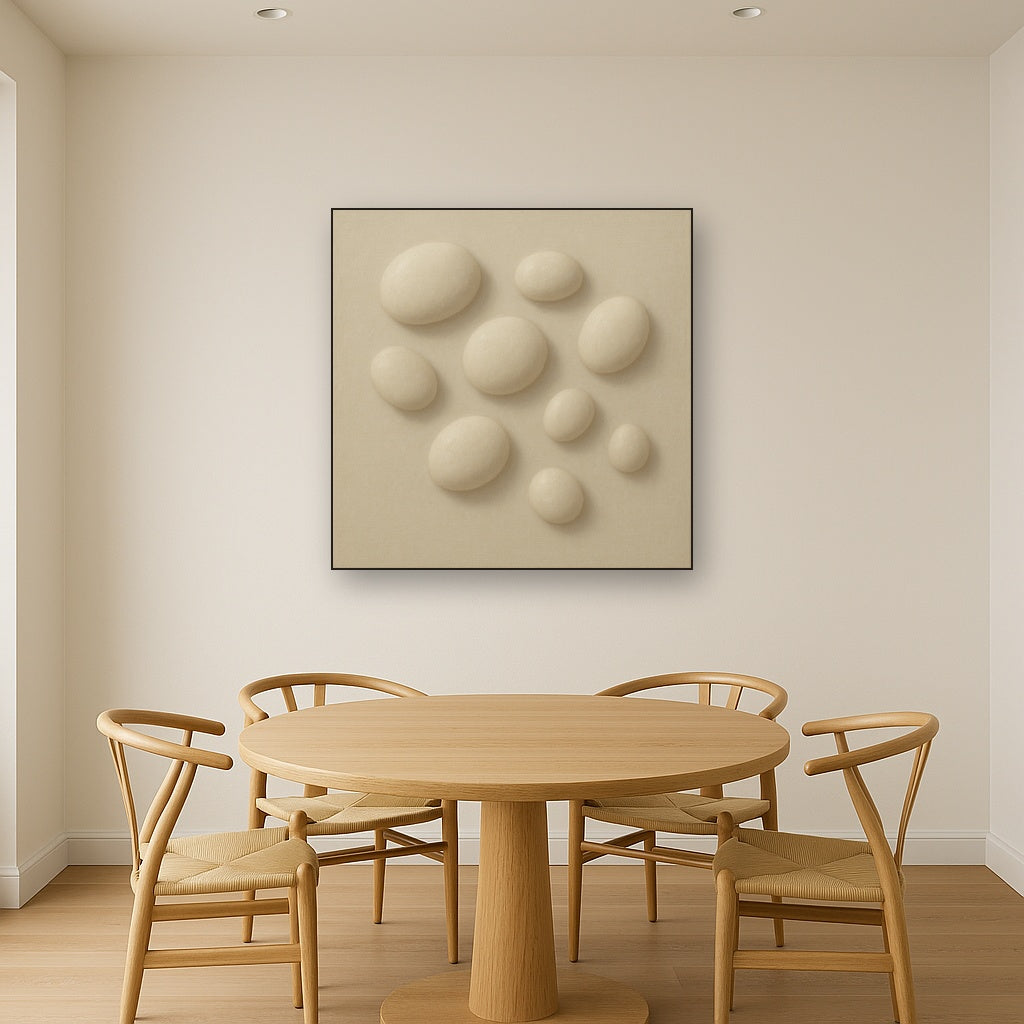 Organic Pebble Relief in White No. 6 - Modern Fine Art Oil Painting - View 4
