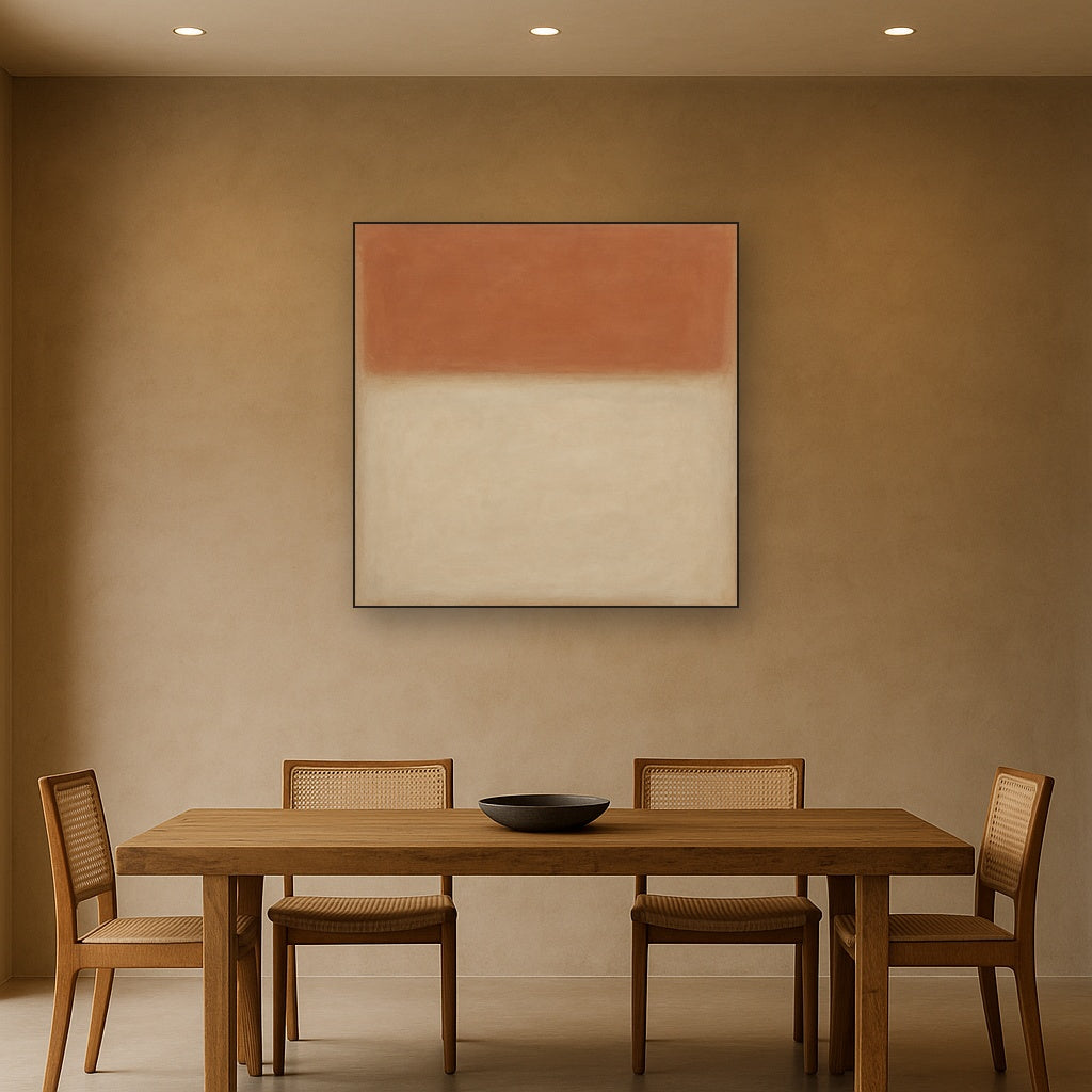 Terracotta & Greige Earth Bands No. 6 - Modern Fine Art Oil Painting - View 4
