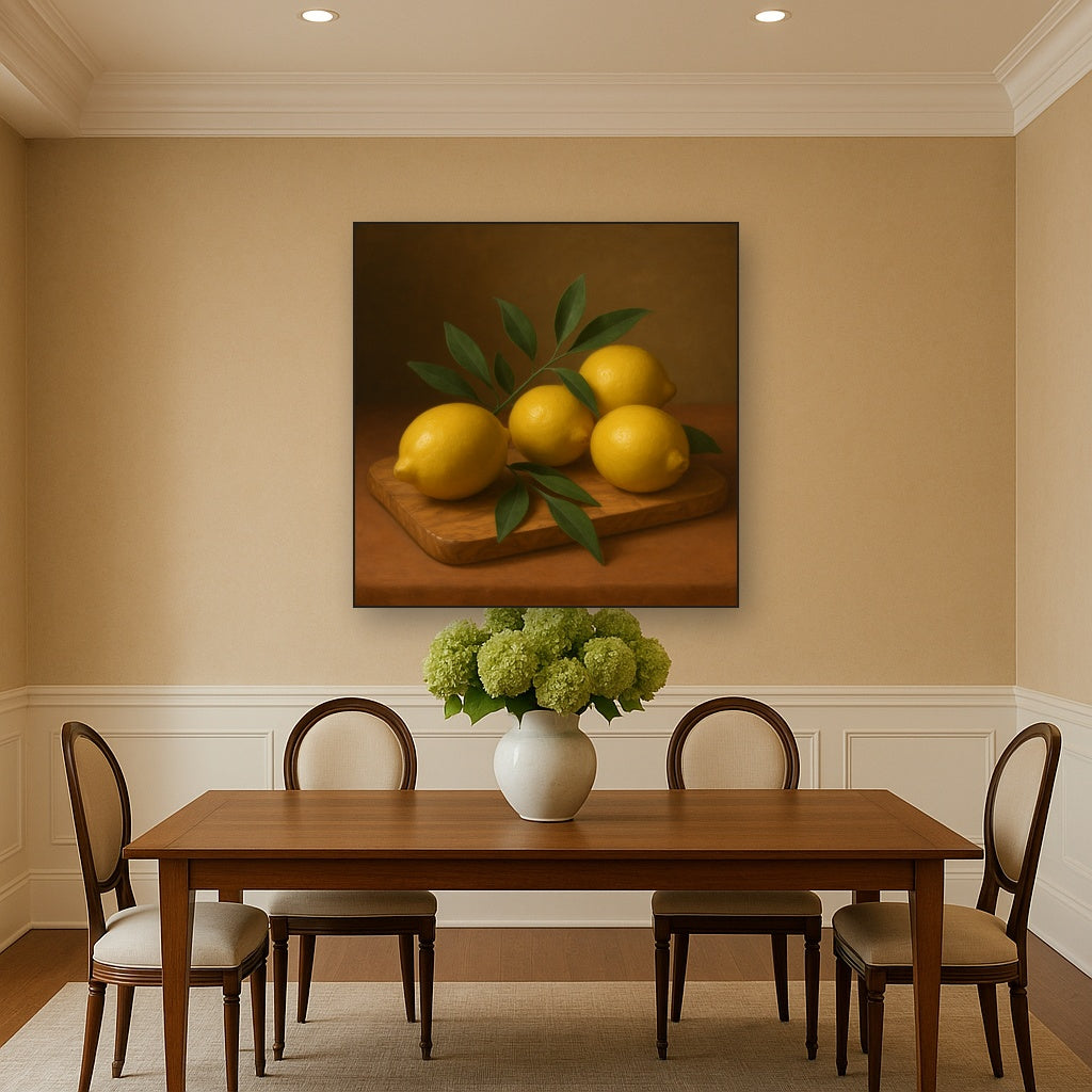 Meyer Lemons on Olive Wood Board No. 9 Oil Painting - View 4