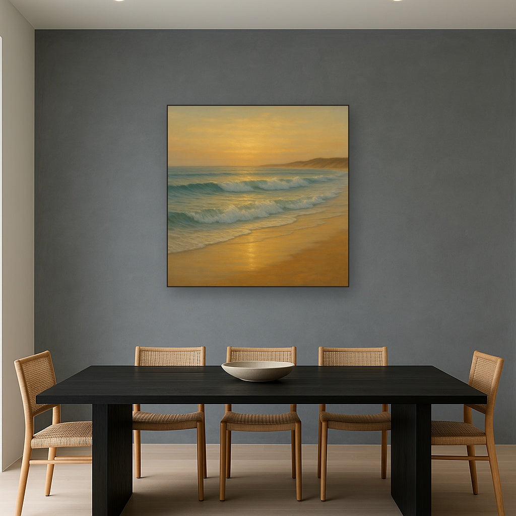Gentle Breaking Waves & Wet Beach Reflection No. 8 Oil Painting - View 4