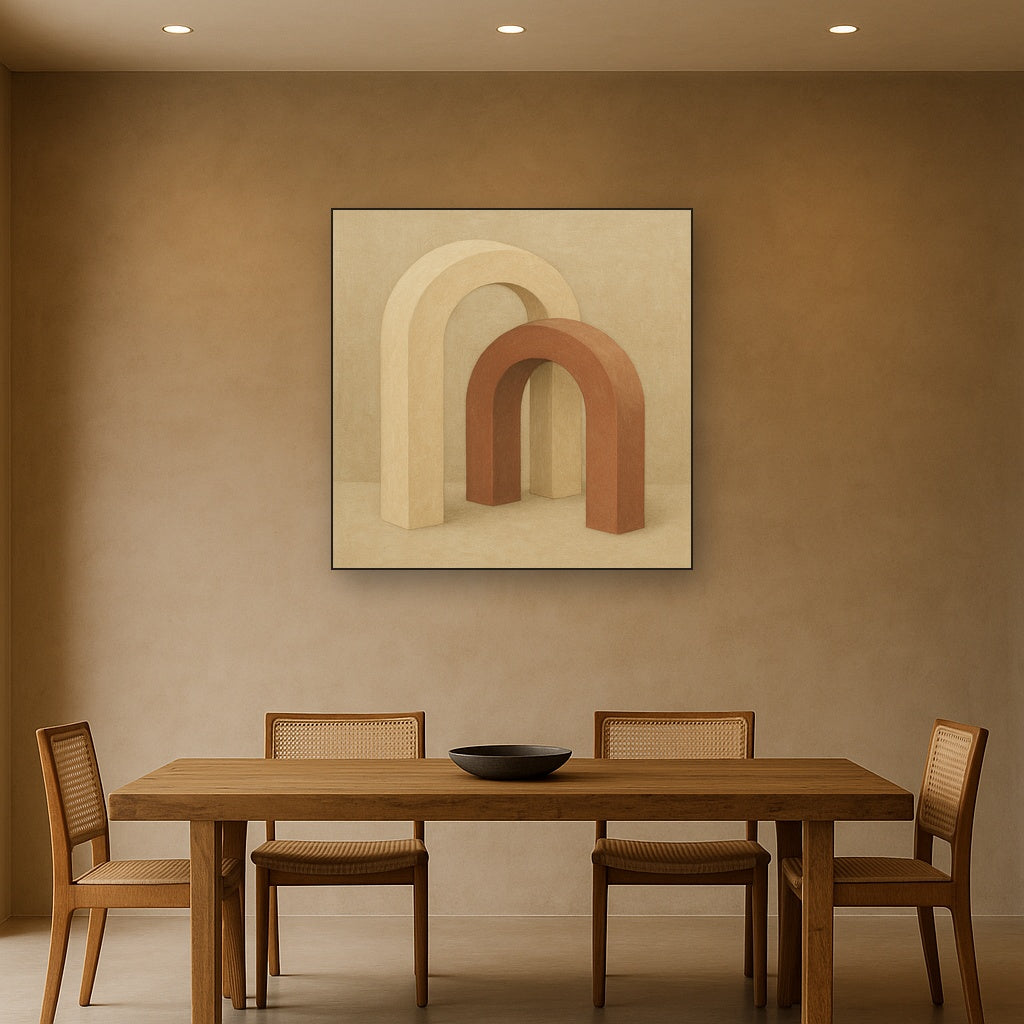 Minimalist Japandi Archways No. 10 - Modern Fine Art Oil Painting - View 4