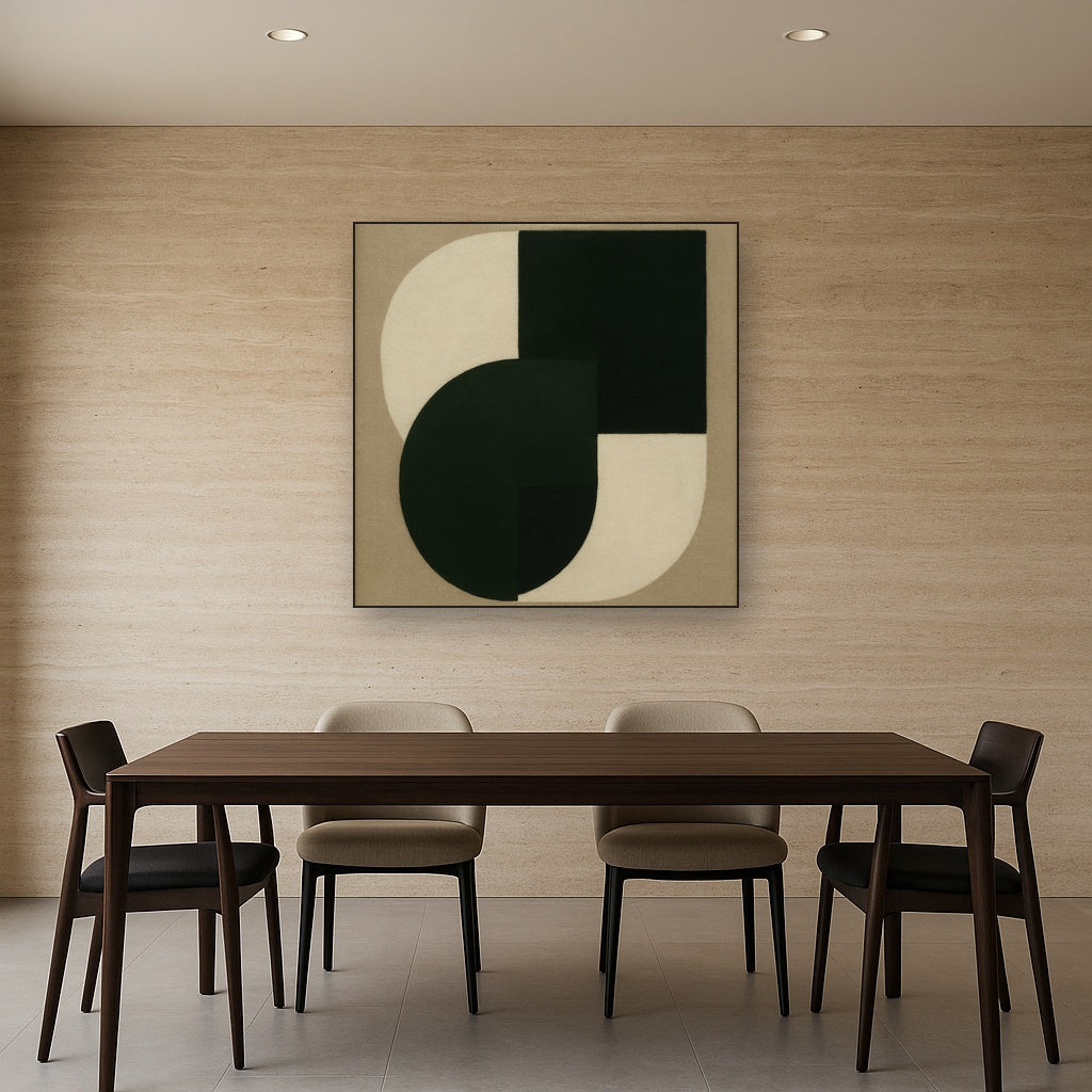 Forest Emerald & Chalk Interlock No. 6 - Modern Fine Art Oil Painting - View 4