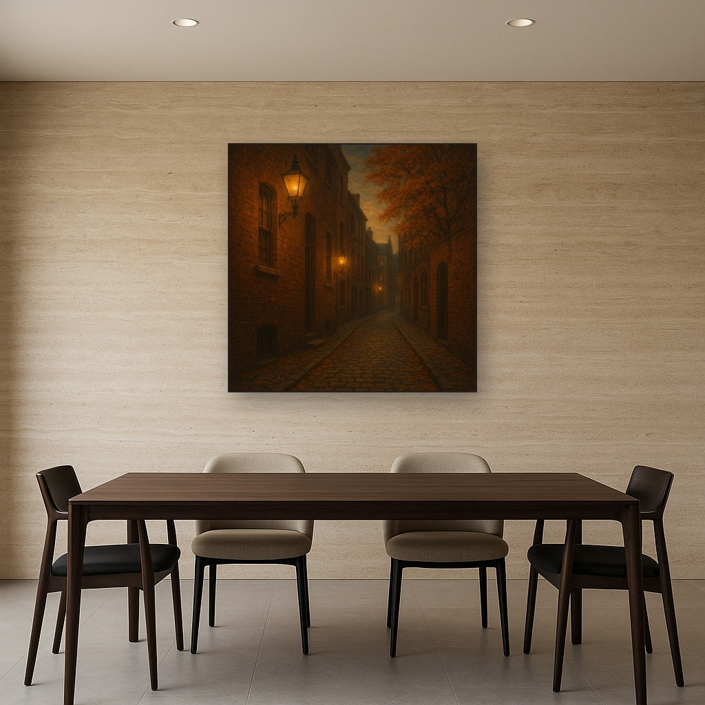 London Gaslamp Alley in Autumn Dusk No. 19 Oil Painting - View 4
