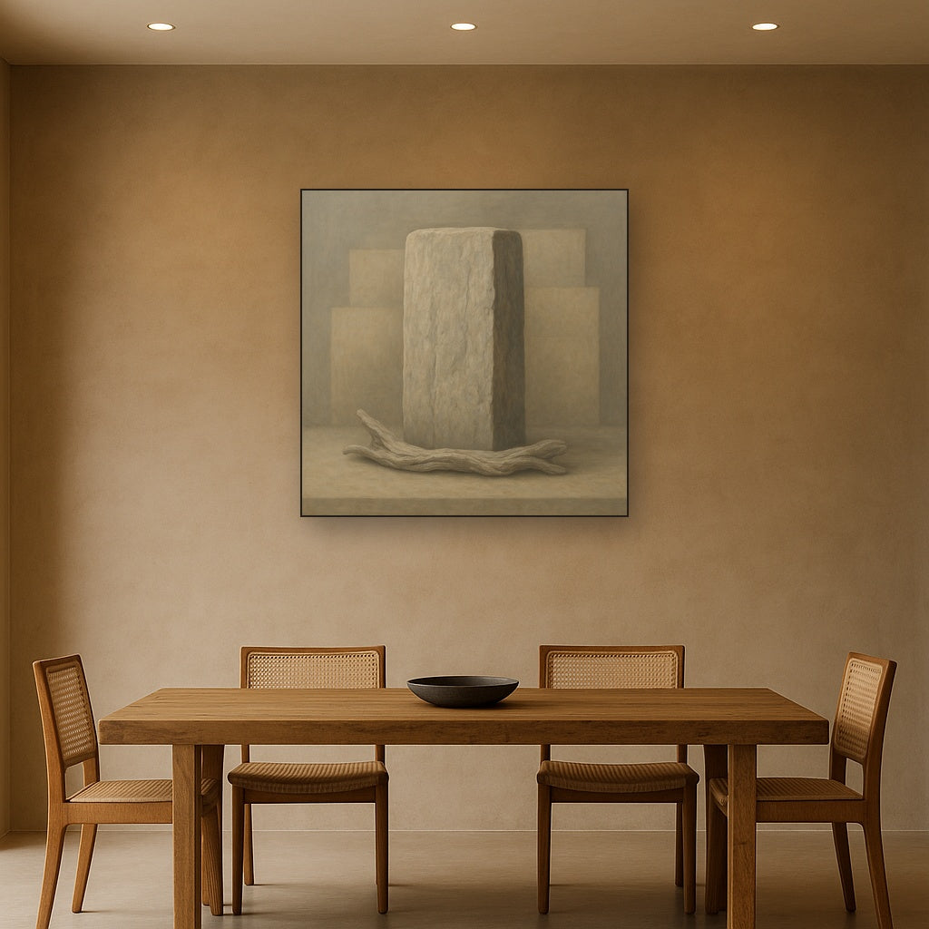 Driftwood Grey & Weathered Stone Monolith No. 28 Oil Painting - View 4