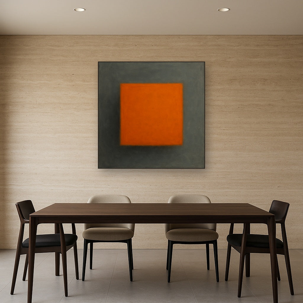 Cadmium Amber & Slate Grey Block No. 10 - Modern Fine Art Oil Painting - View 4