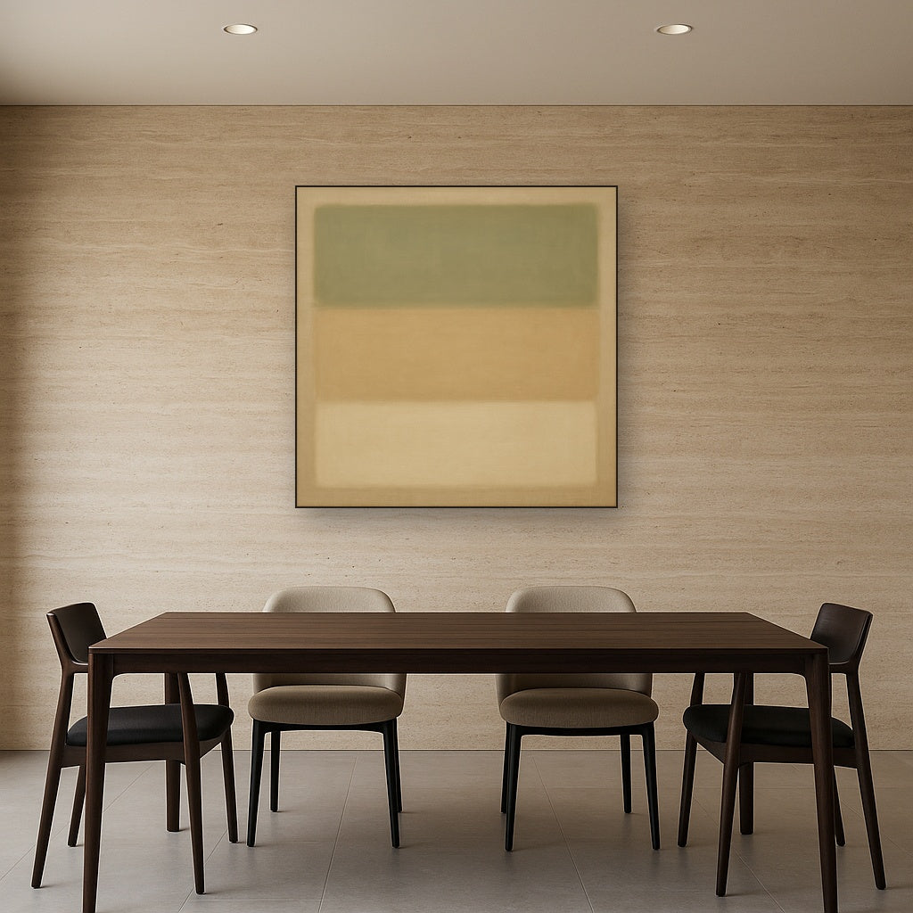 Sage Olive & Pale Sandstone Minimalist Harmony No. 17 Oil Painting - View 4