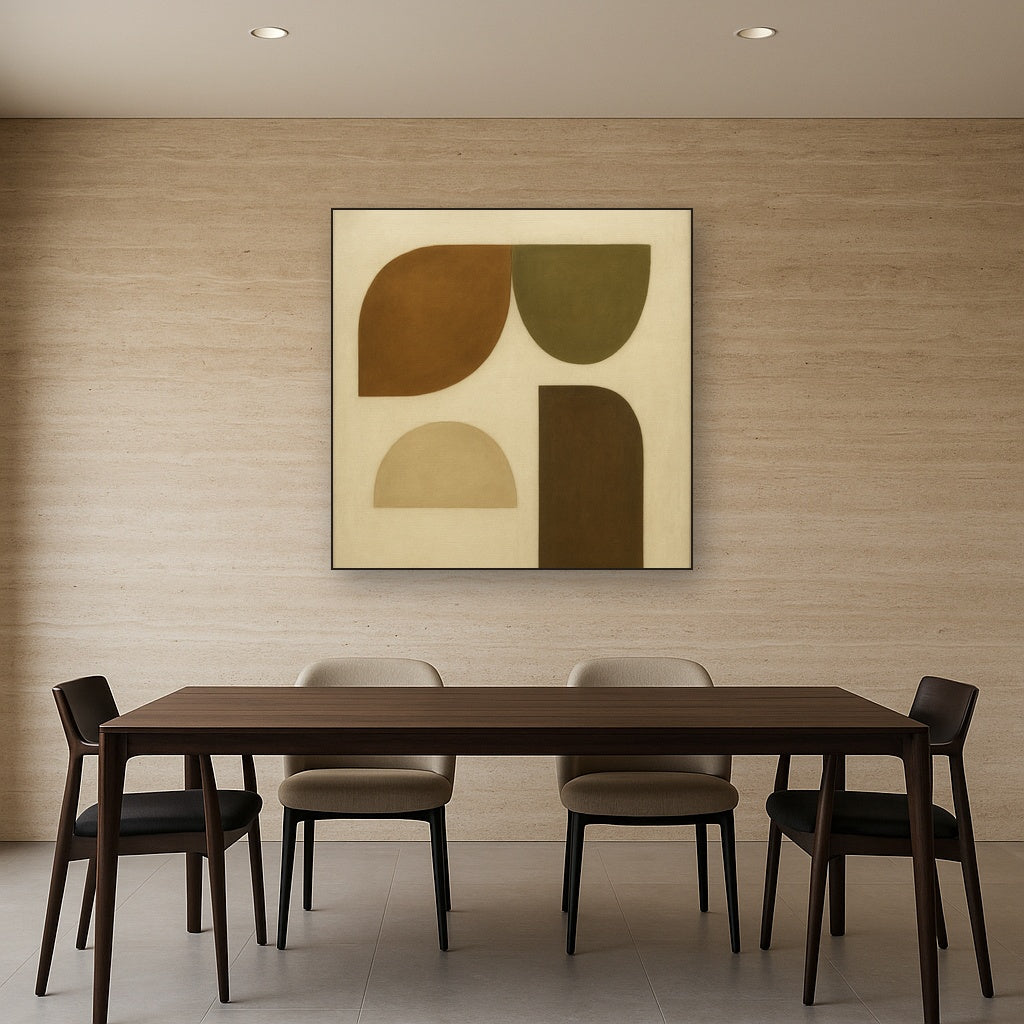 Minimalist Asymmetrical Balance in Raw Umber No. 10 Oil Painting - View 4