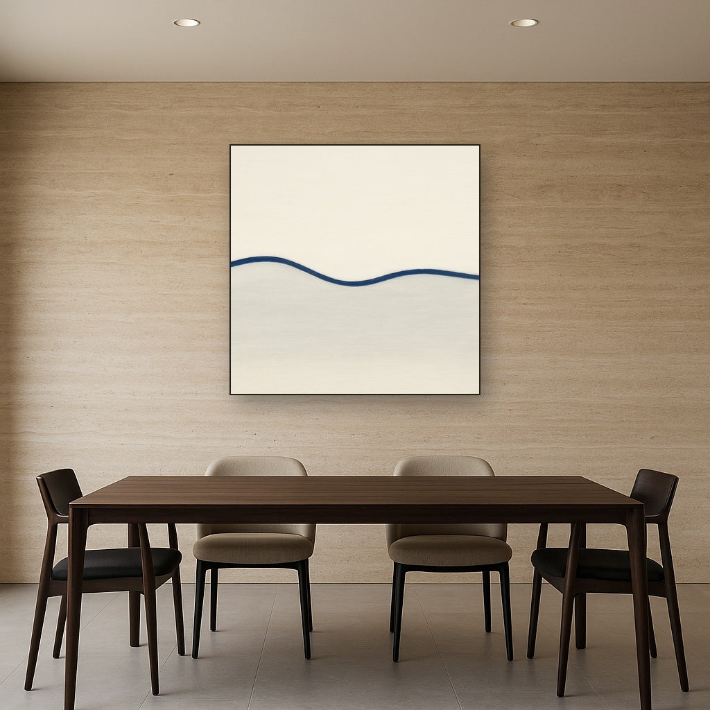 Minimalist Continuous Line Horizon in Deep Indigo No. 14 Fine Art Oil Painting - View 4