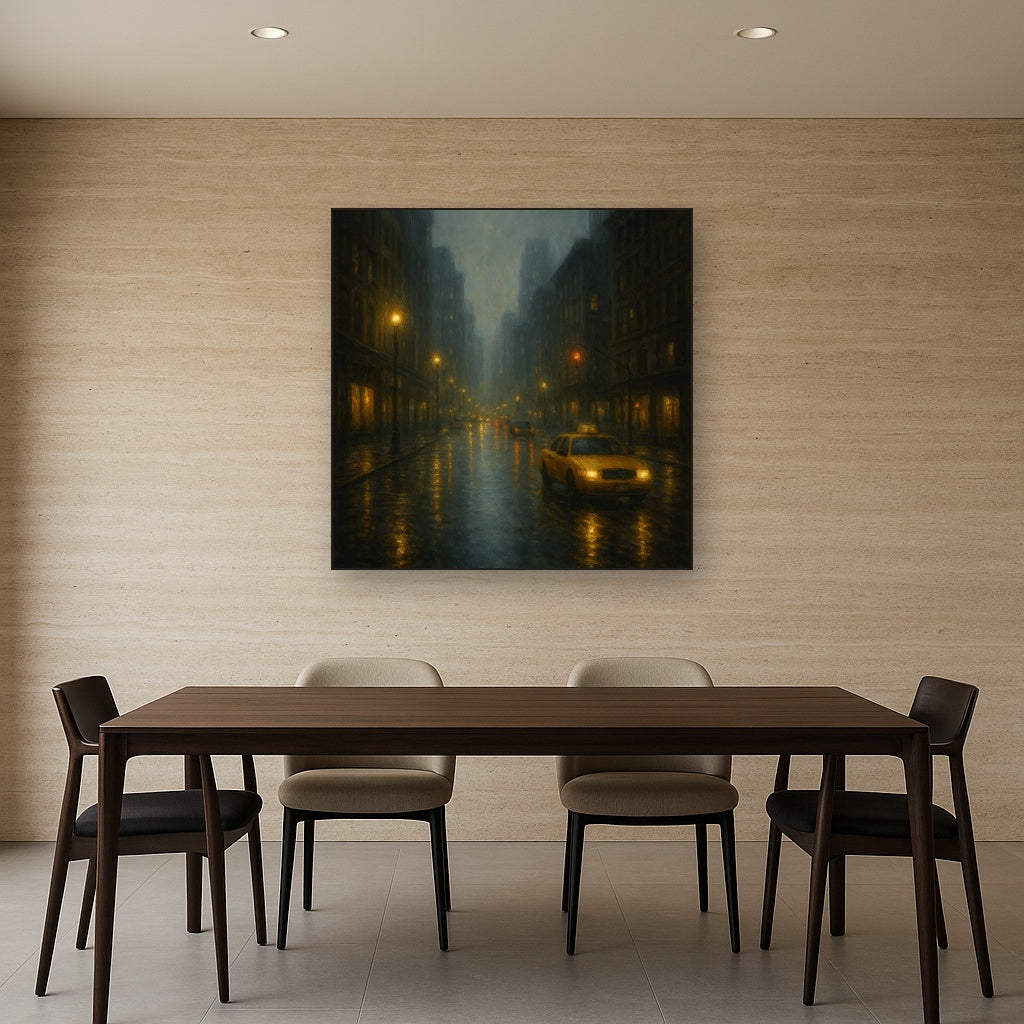 Rain-Drenched Manhattan Avenue Lights No. 21 Oil Painting - View 4
