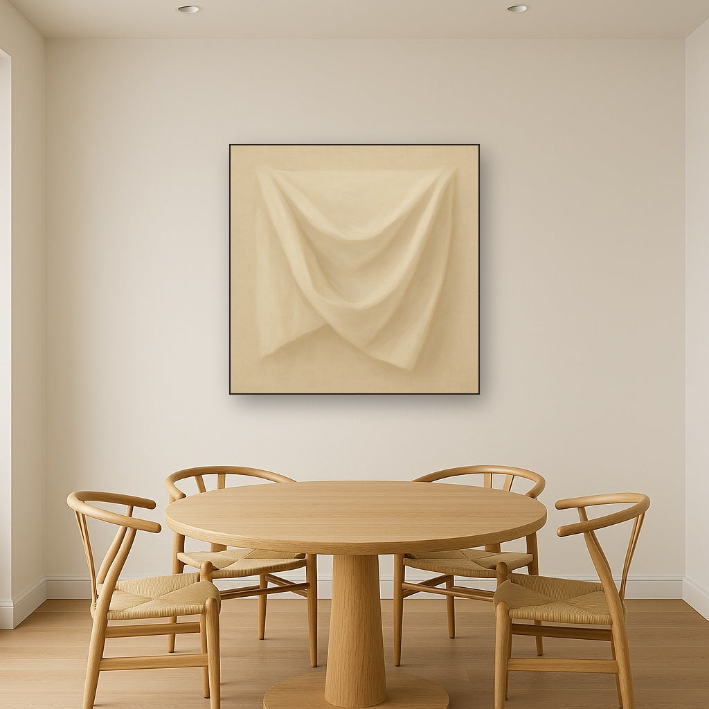 Alabaster Linen Texture Fold No. 4 - Modern Fine Art Oil Painting - View 4