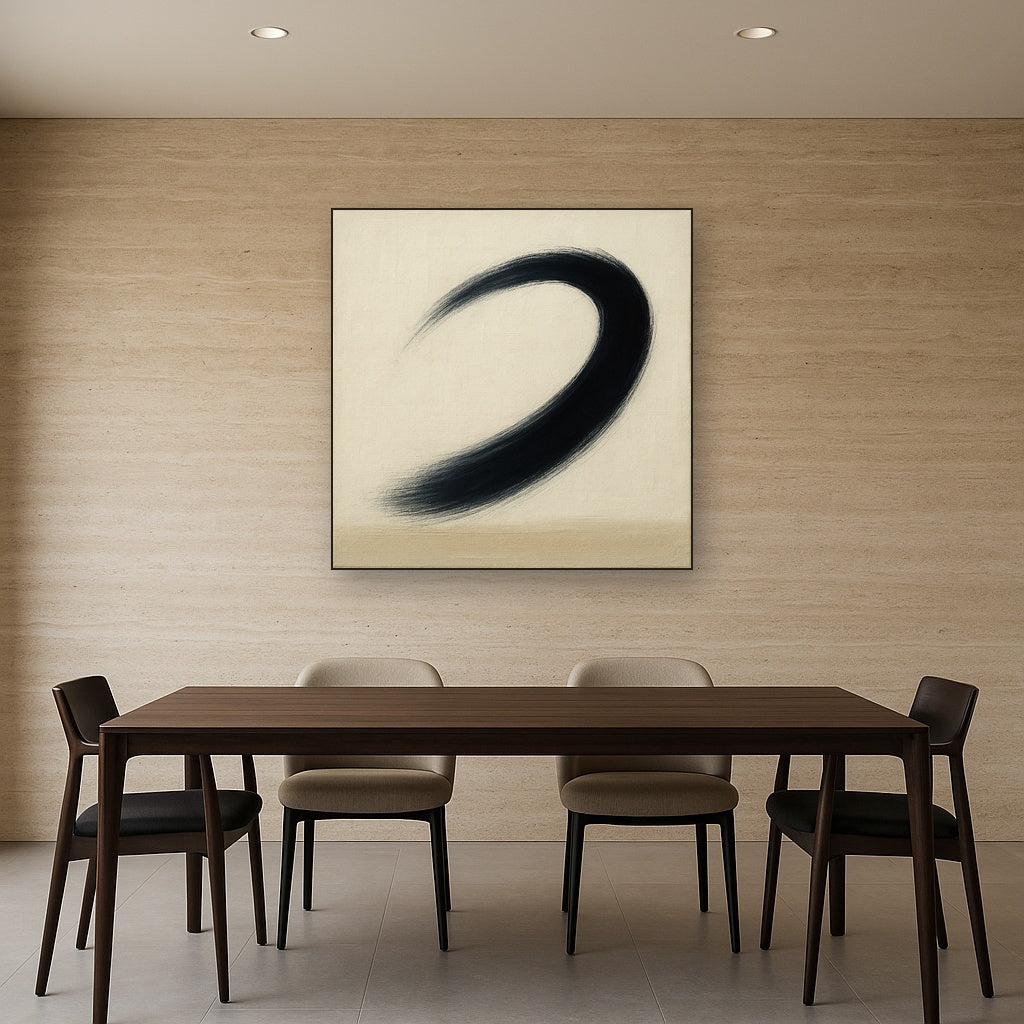 Monochrome Brushstroke Void No. 5 - Modern Fine Art Oil Painting - View 4