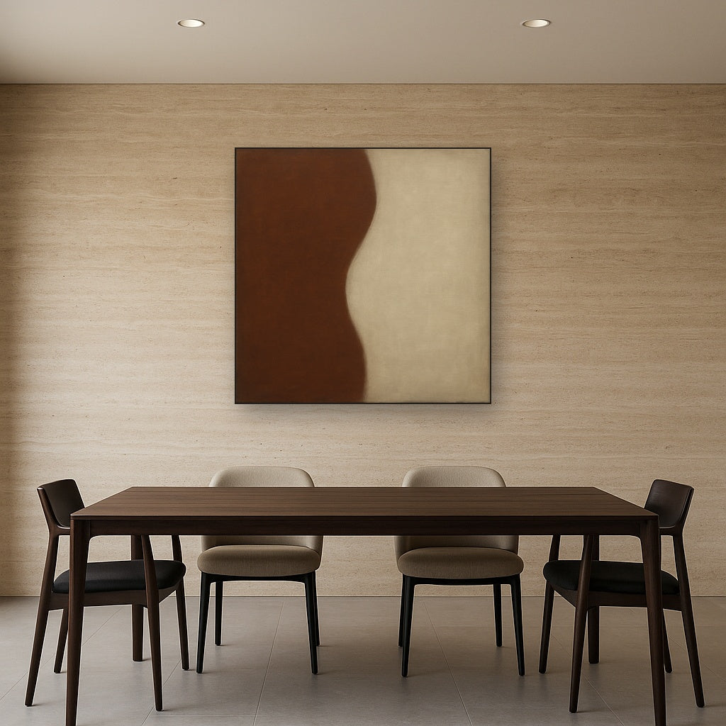 Burnt Umber & Greige Duet No. 7 - Modern Fine Art Oil Painting - View 4