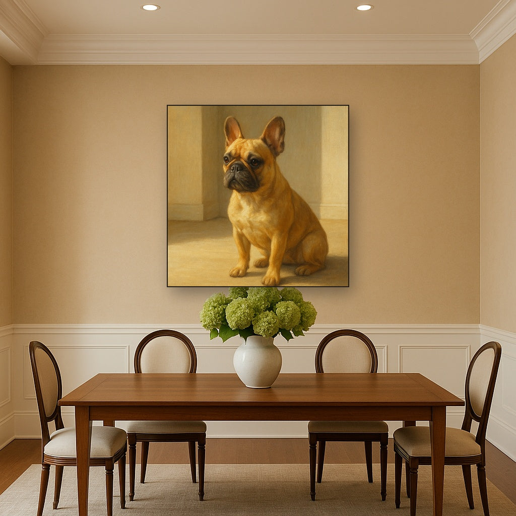 French Bulldog in Sunlit Minimalist Studio No. 7 Fine Art Oil Painting - View 4