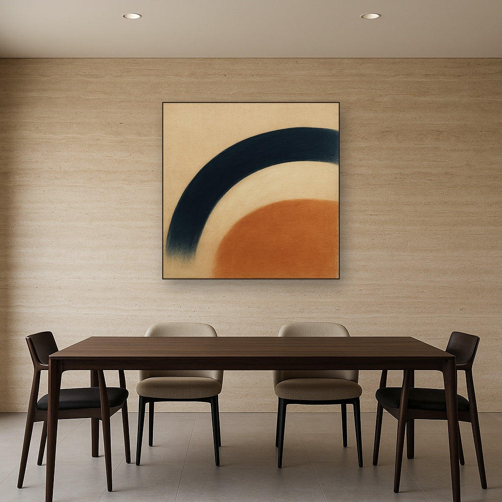Navy Indigo & Warm Sand Sweep No. 2 - Modern Fine Art Oil Painting - View 4