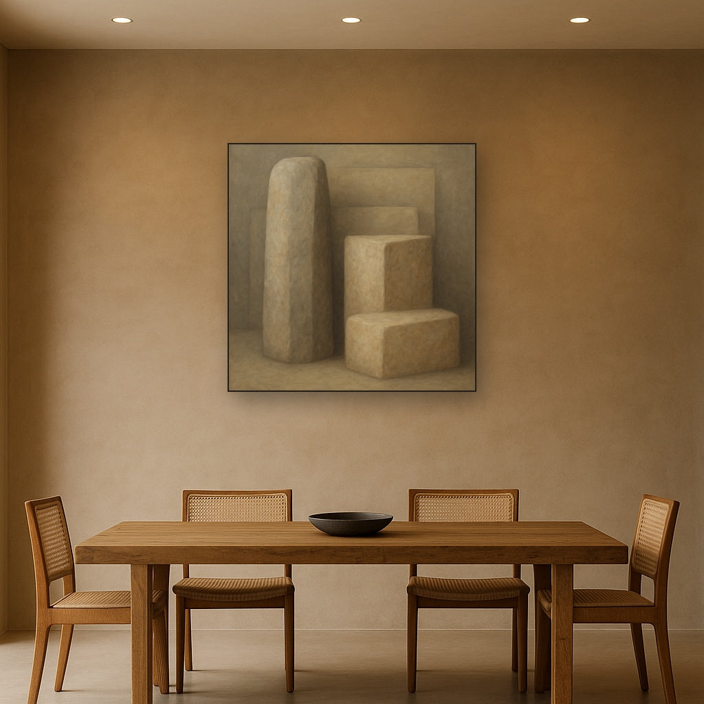 Driftwood Grey & Weathered Stone Monolith No. 24 Oil Painting - View 4