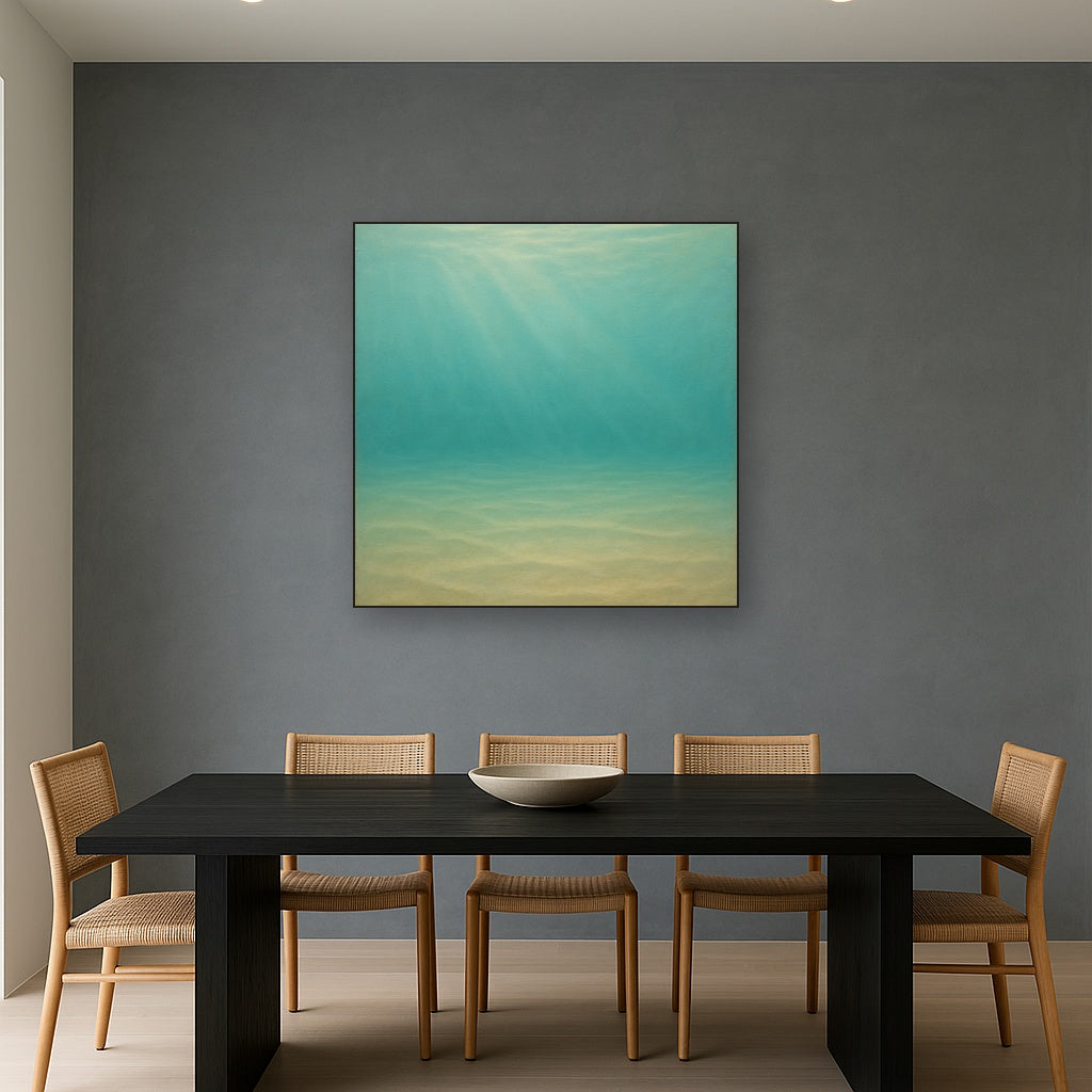 Minimalist Aquamarine Reef Void No. 10 - Modern Fine Art Oil Painting - View 4