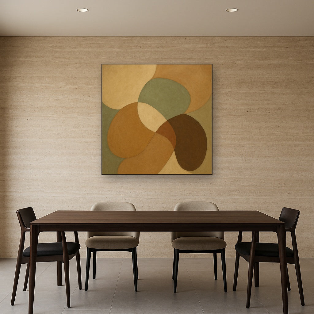 Organic Curved Shapes in Neutral Earth Pigments Fine Art Oil Painting - View 4