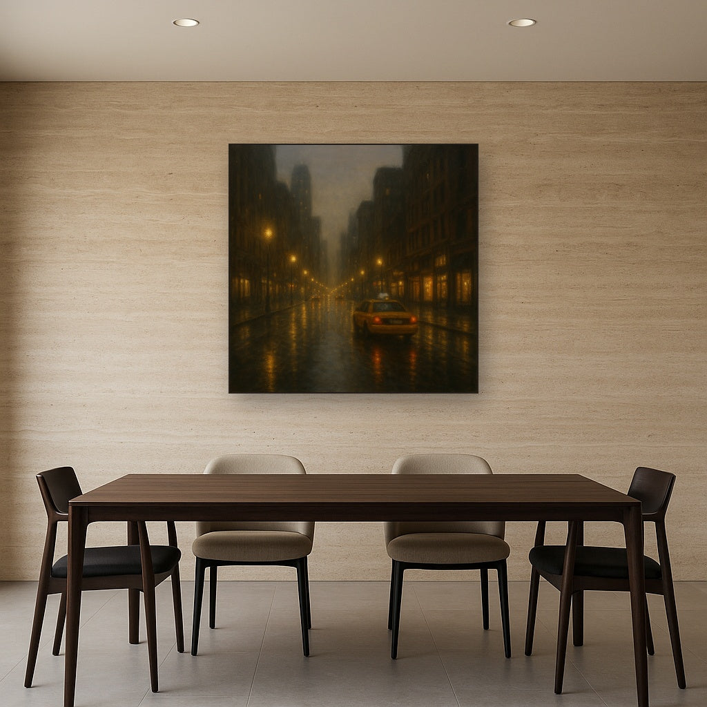 Rain-Drenched Manhattan Avenue Lights No. 30 Oil Painting - View 4