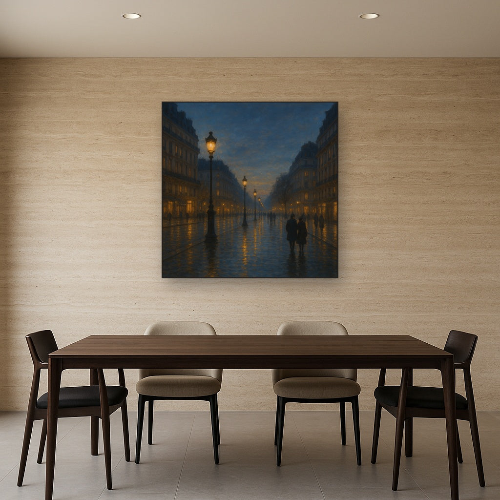 Rainy Parisian Boulevard at Twilight No. 19 Oil Painting - View 4
