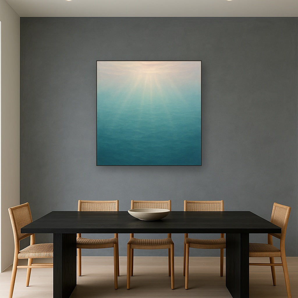 Minimalist Aquamarine Reef Void No. 10 - Modern Fine Art Oil Painting - View 4