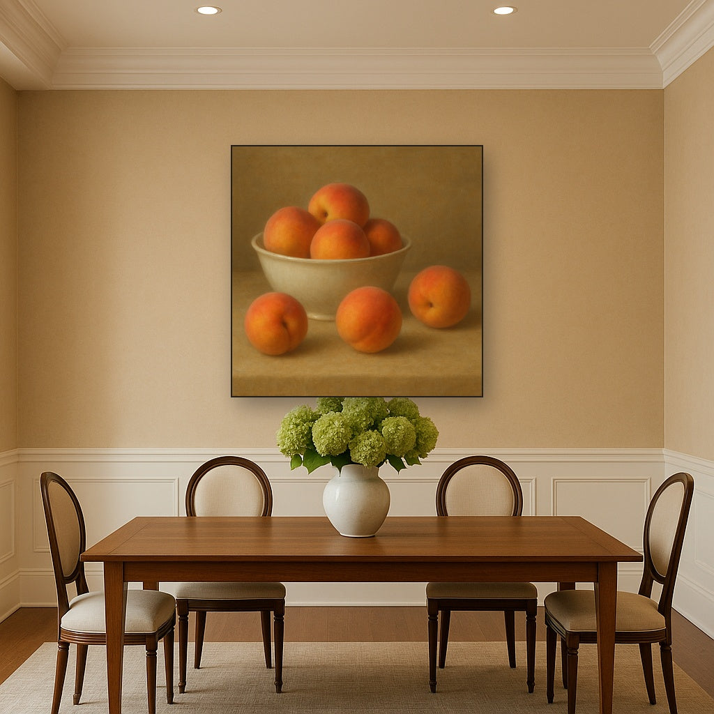 Heirloom Peaches & White Ceramic Bowl No. 7 Oil Painting - View 4