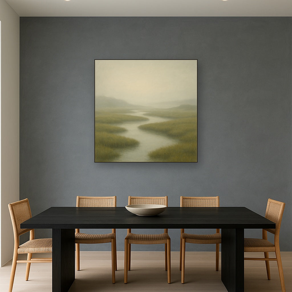 Morning Fog over Cape Cod Tidal Marsh No. 18 Oil Painting - View 4