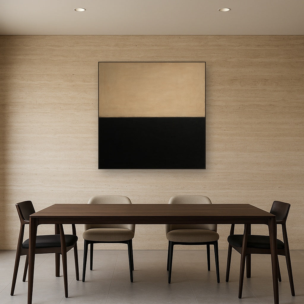 Onyx & Warm Biscuit Horizon No. 9 - Modern Fine Art Oil Painting - View 4