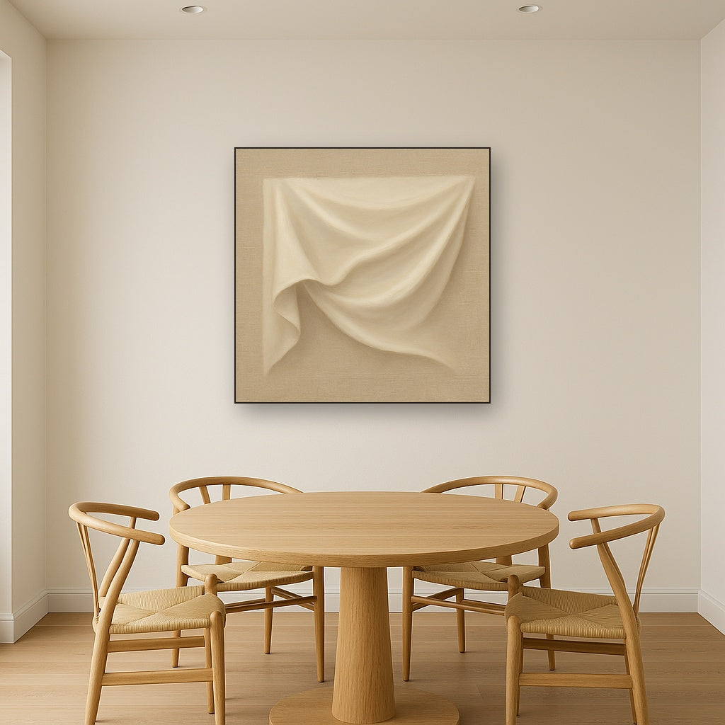 Alabaster Linen Texture Fold No. 4 - Modern Fine Art Oil Painting - View 4