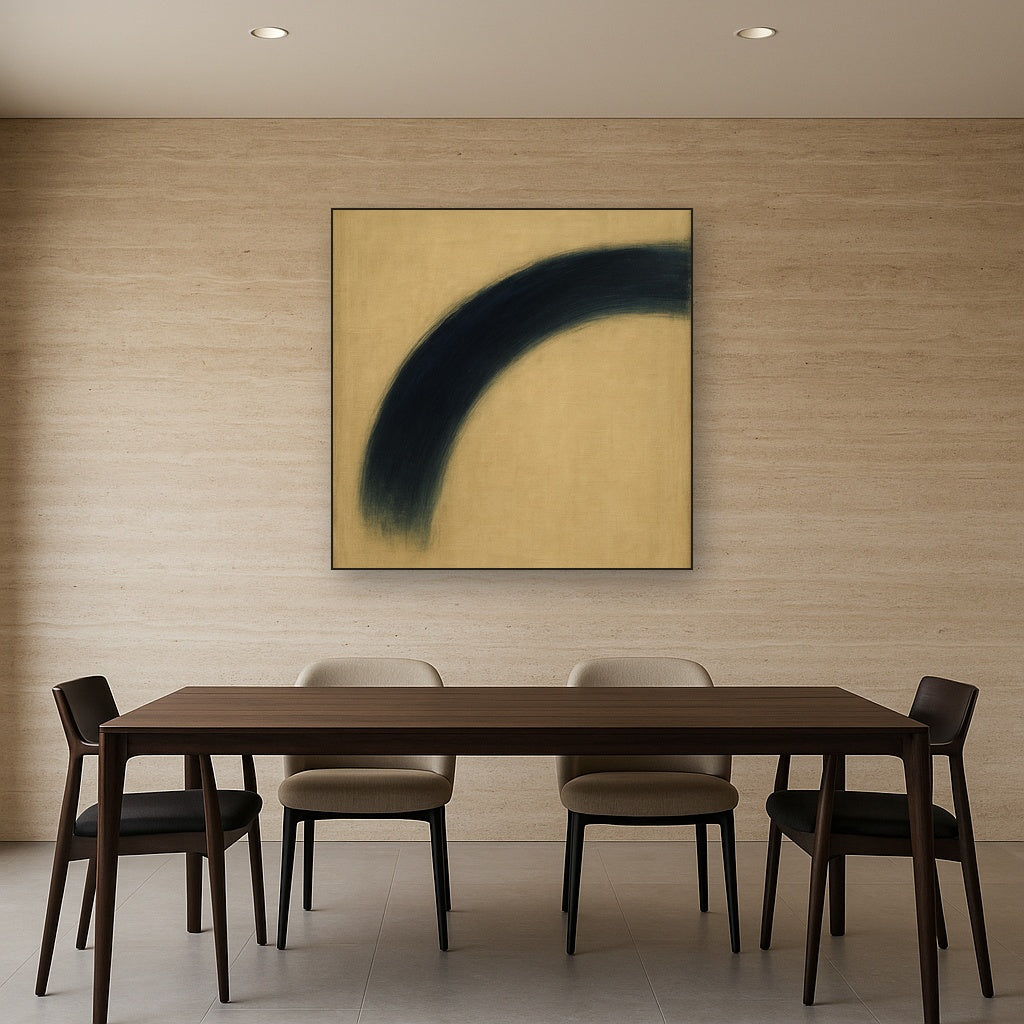 Navy Indigo & Warm Sand Sweep No. 2 - Modern Fine Art Oil Painting - View 4