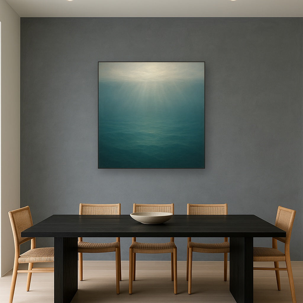 Minimalist Aquamarine Reef Void No. 10 - Modern Fine Art Oil Painting - View 4