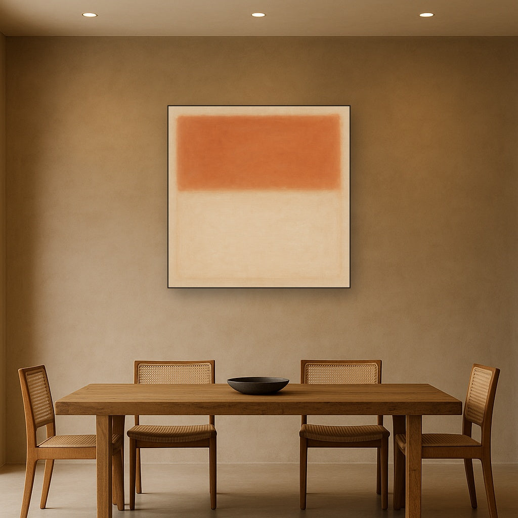 Terracotta & Greige Earth Bands No. 6 - Modern Fine Art Oil Painting - View 4