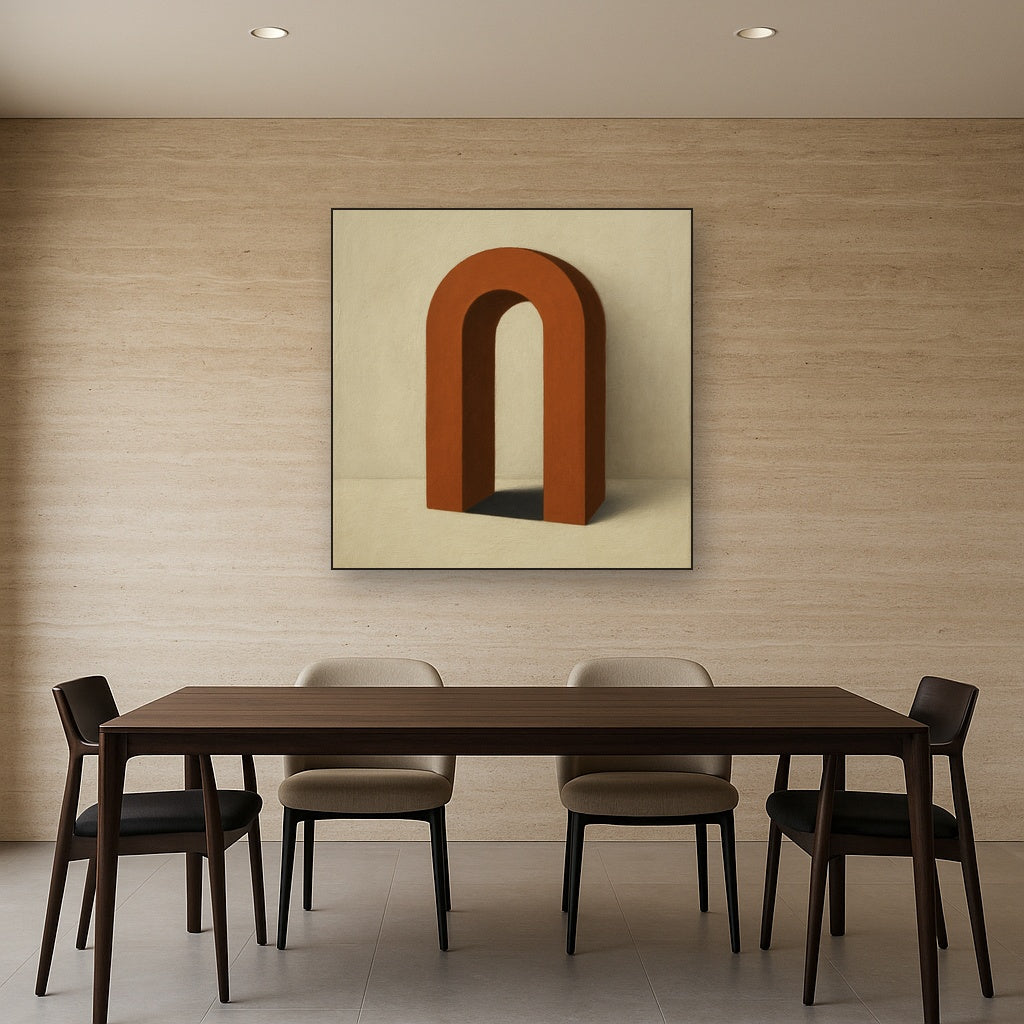 Terracotta Clay & Cream Arch No. 4 - Modern Fine Art Oil Painting - View 4