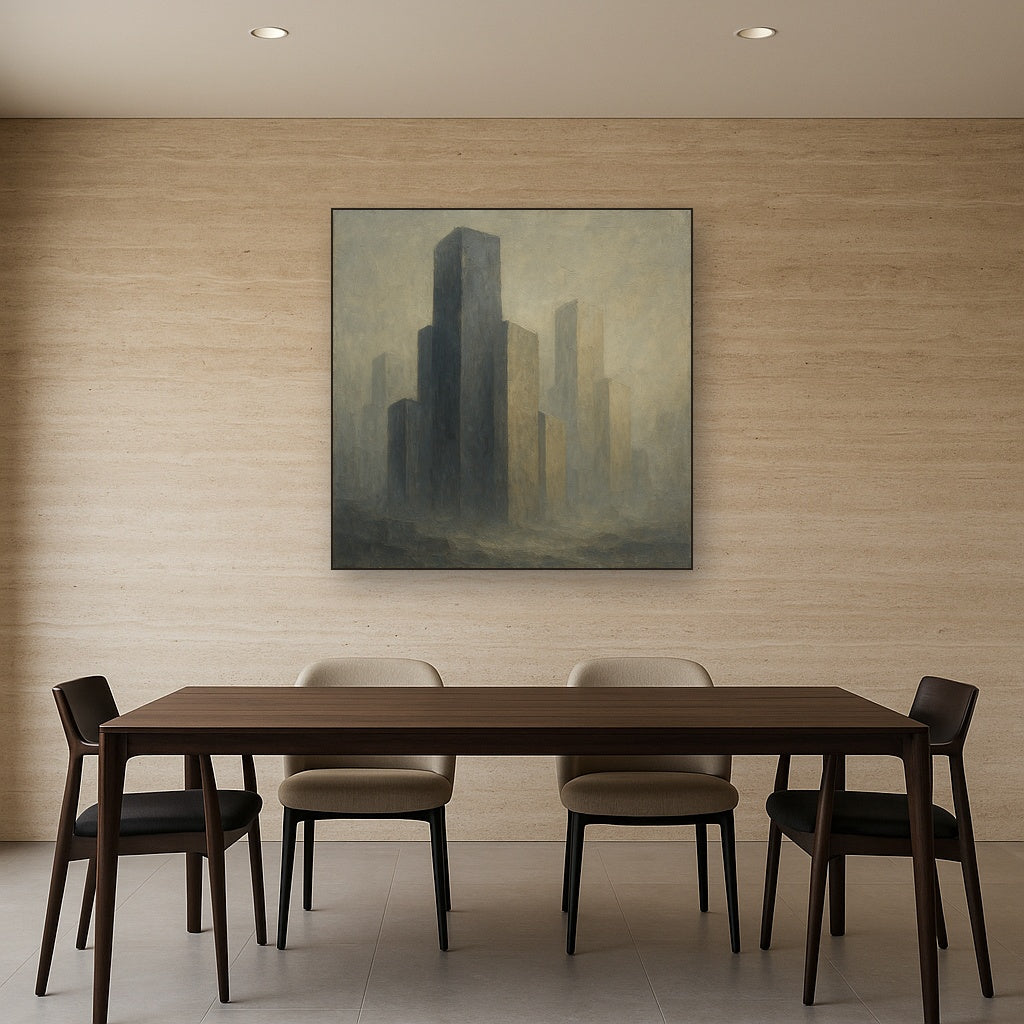 Monolithic Forms in Slate & Alabaster Oil Painting - View 4