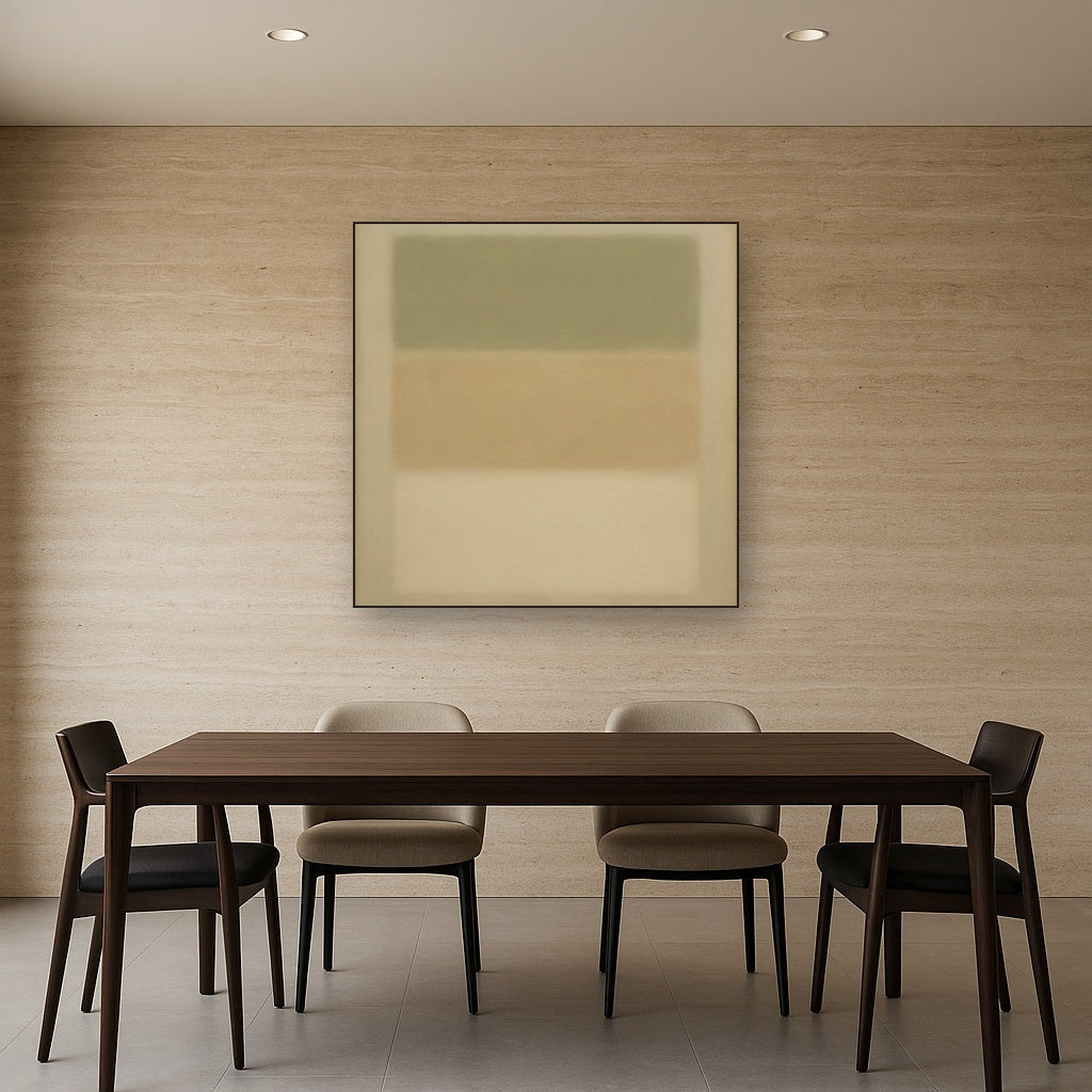 Sage Olive & Pale Sandstone Minimalist Harmony No. 8 Oil Painting - View 4