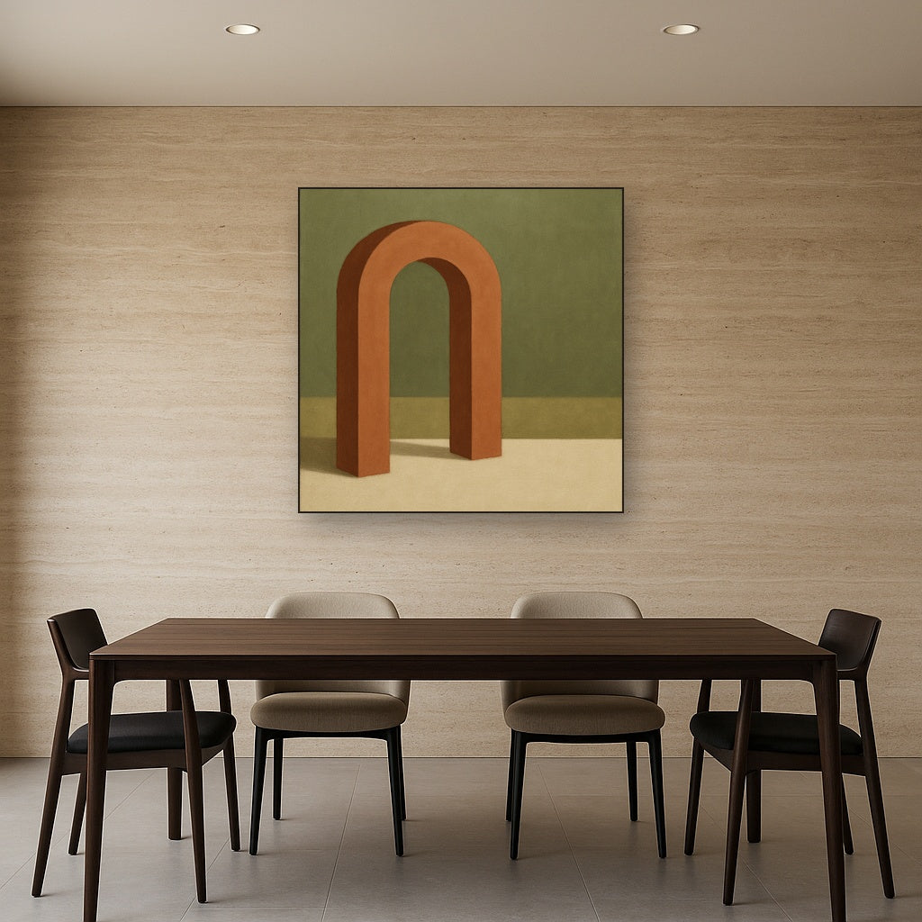 Terracotta Clay & Cream Arch No. 4 - Modern Fine Art Oil Painting - View 4