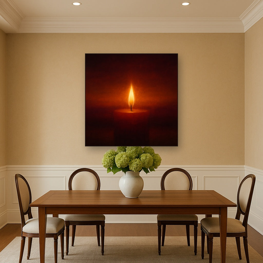 Deep Garnet & Amber Candlelight Horizon No. 15 Oil Painting - View 4