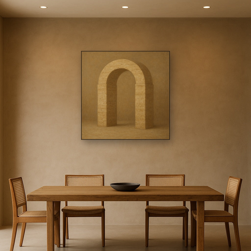 Travertine Stone Arch & Earth Tones No. 24 Oil Painting - View 4