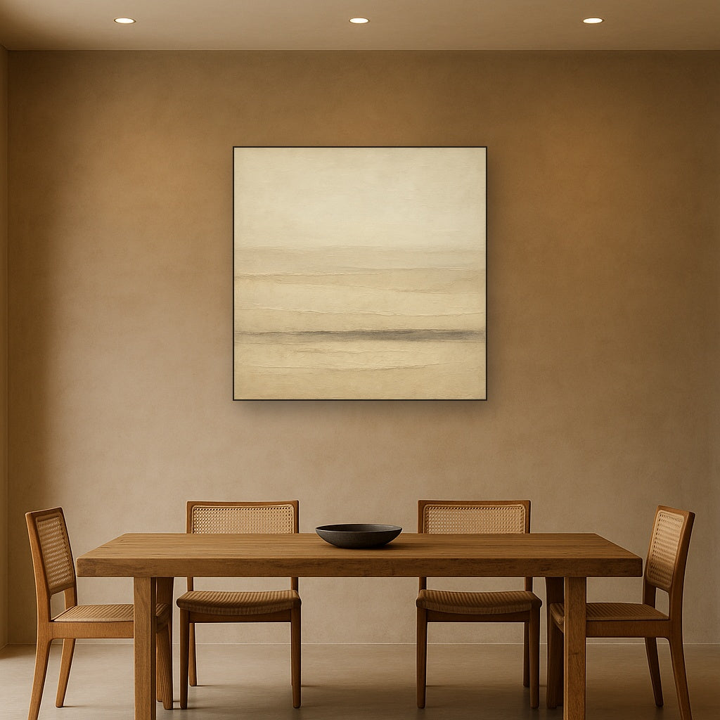 Raw Limestone Horizon & Washed Linen No. 16 Oil Painting - View 4