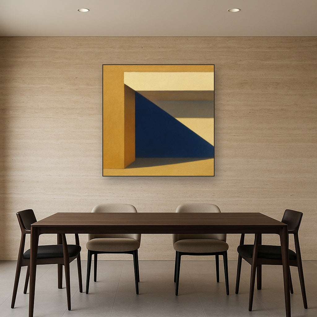 Sun & Shadow Architectural Facade Geometry No. 15 Fine Art Oil Painting - View 4