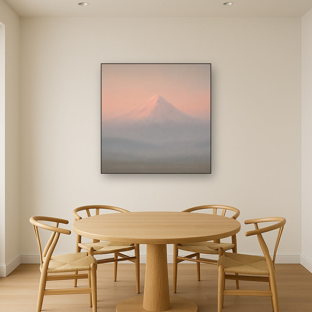 Pale Alpenglow over Distant Glacial Peak No. 8 Oil Painting - View 4