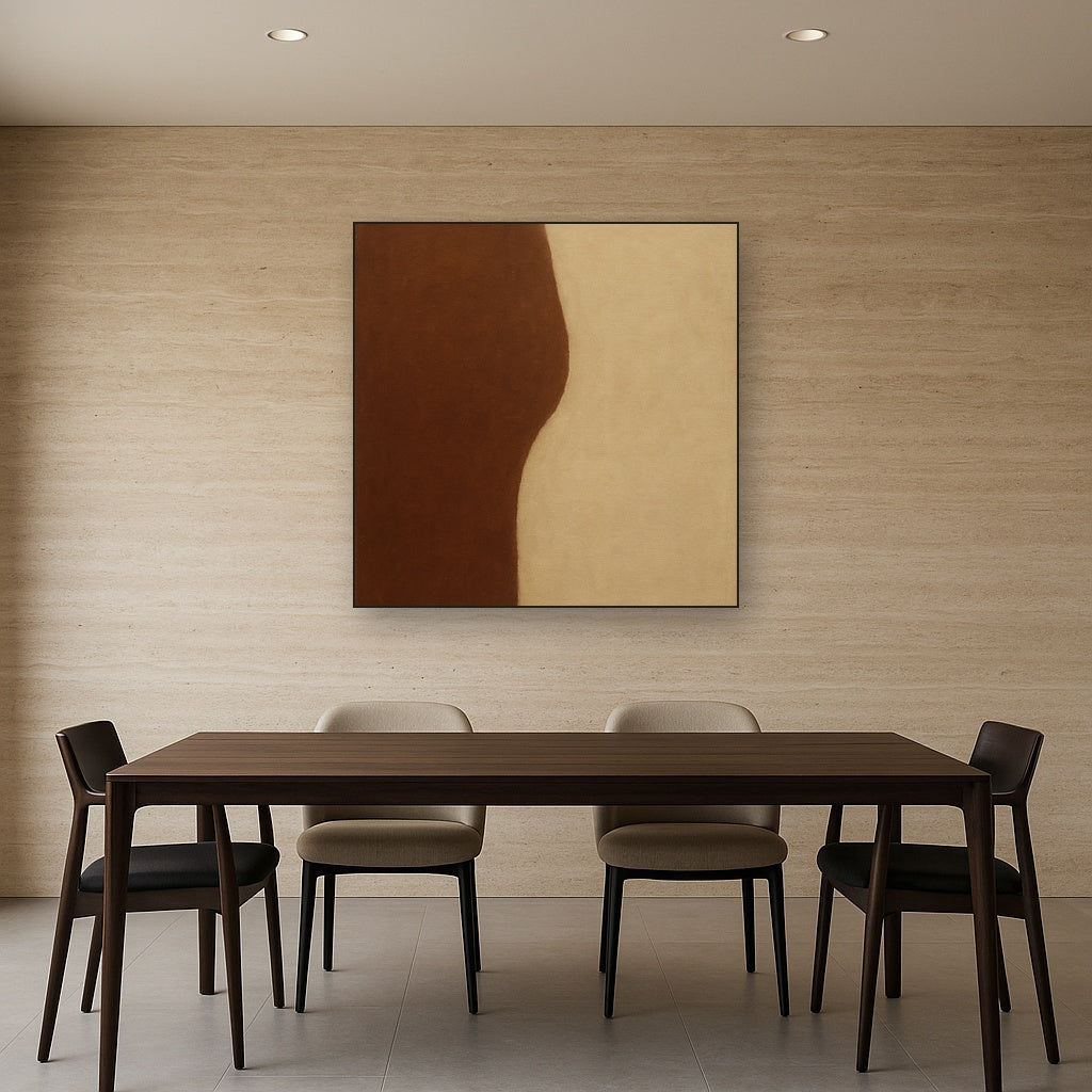 Burnt Umber & Greige Duet No. 7 - Modern Fine Art Oil Painting - View 4