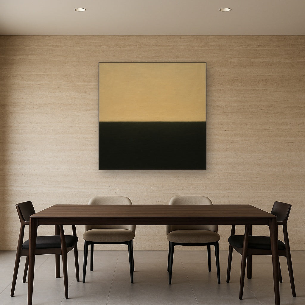 Onyx & Warm Biscuit Horizon No. 9 - Modern Fine Art Oil Painting - View 4