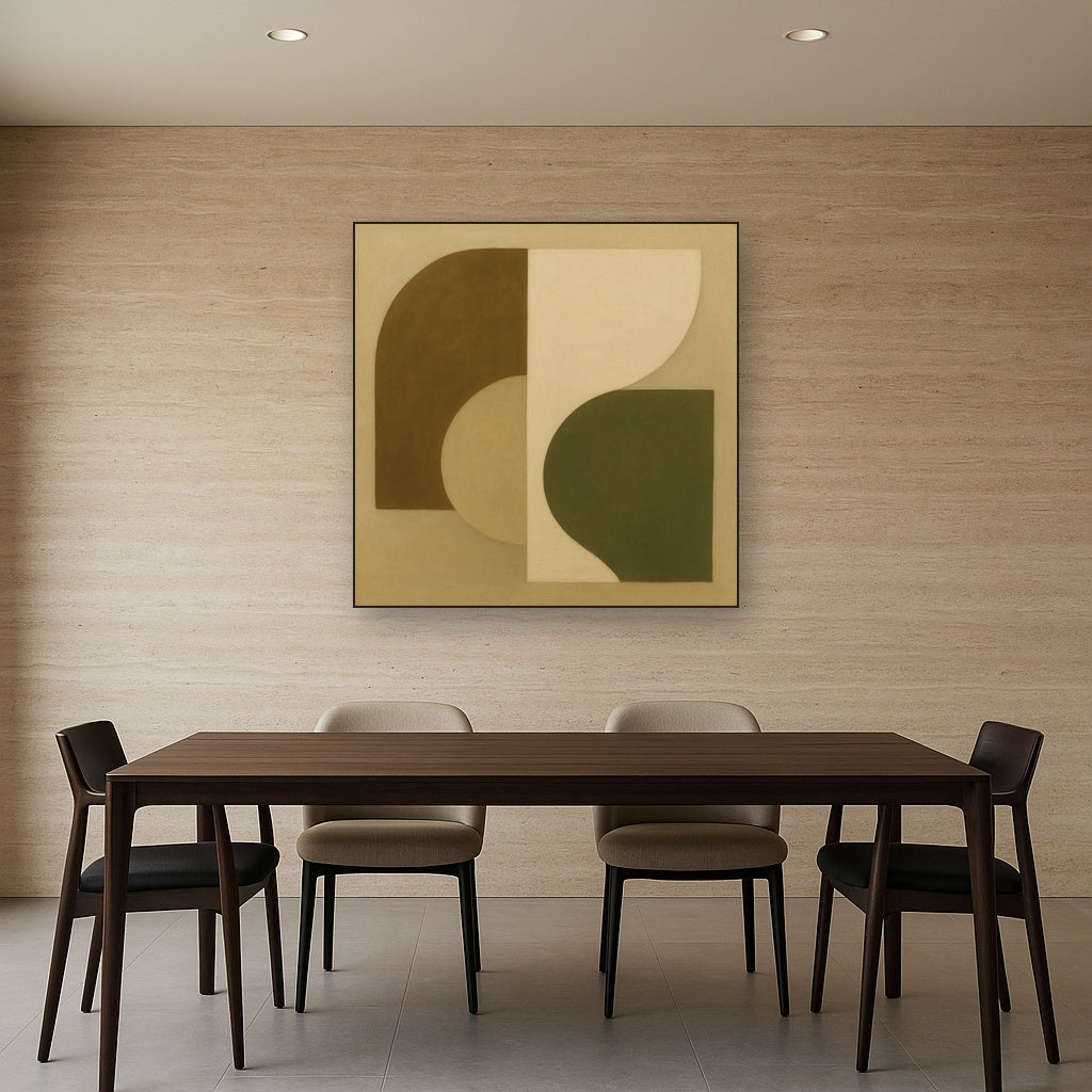 Minimalist Asymmetrical Balance in Raw Umber No. 11 Oil Painting - View 4