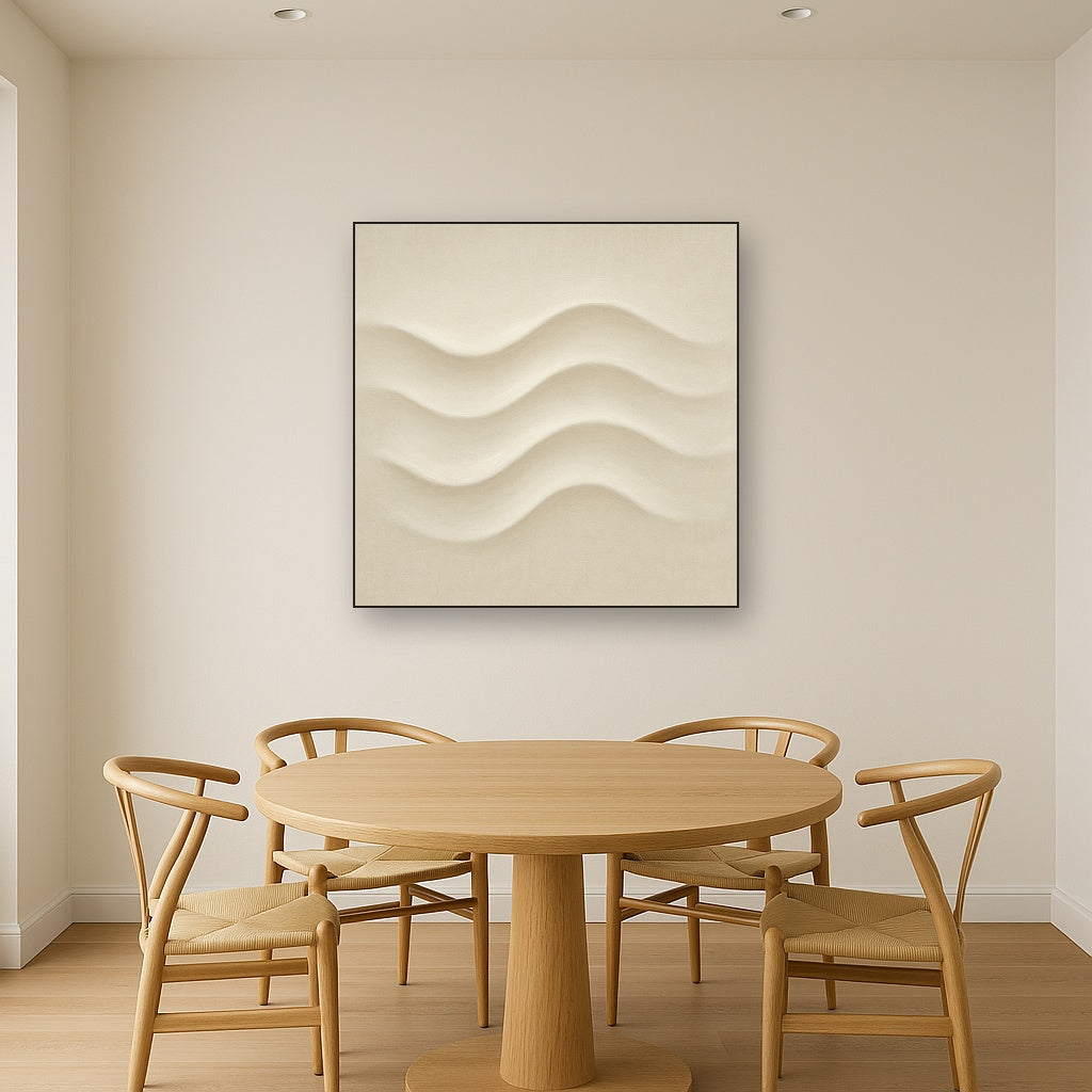 Monochrome Wave Relief No. 2 - Modern Fine Art Oil Painting - View 4