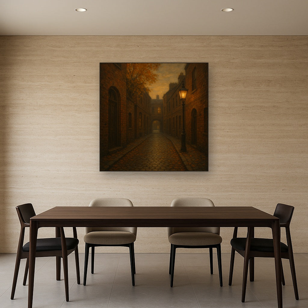London Gaslamp Alley in Autumn Dusk No. 10 Oil Painting - View 4