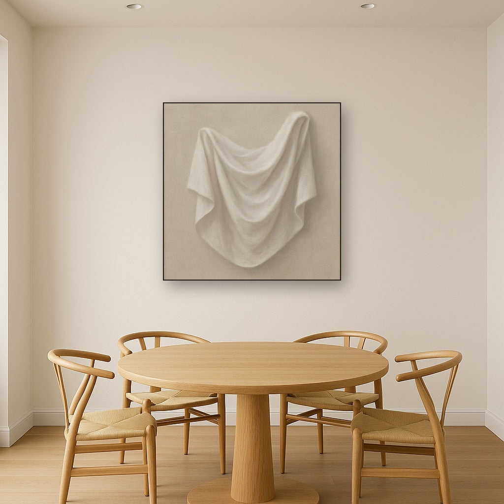 Alabaster Linen Texture Fold No. 4 - Modern Fine Art Oil Painting - View 4