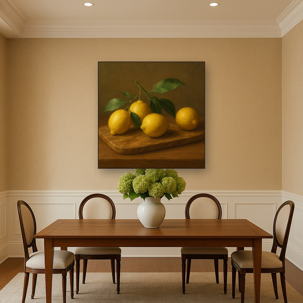 Meyer Lemons on Olive Wood Board No. 4 Oil Painting - View 4