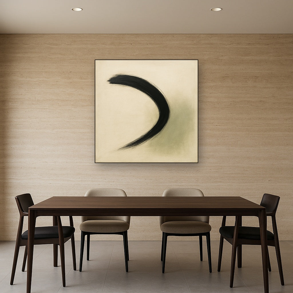 Monochrome Brushstroke Void No. 5 - Modern Fine Art Oil Painting - View 4